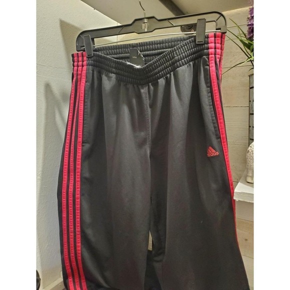 adidas Pants - Adidas 3 stripe pink black workout pants size large